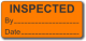 INSPECTED adhesive label, orange