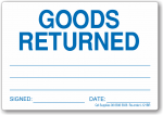 Goods Returned adhesive label, removable