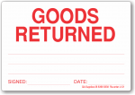 Goods Returned adhesive label, white/red