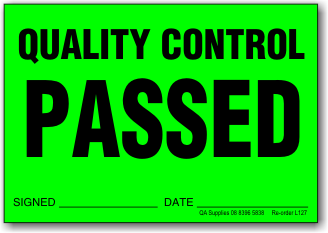 Quality Control Passed adhesive label L127