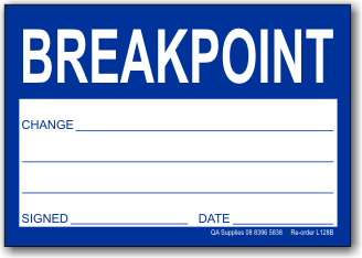 Breakpoint adhesive label, blue