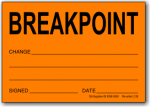 Breakpoint adhesive label, orange