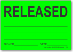 Released adhesive label, green