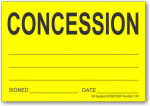 Concession adhesive label, yellow