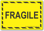 Fragile adhesive label, yellow