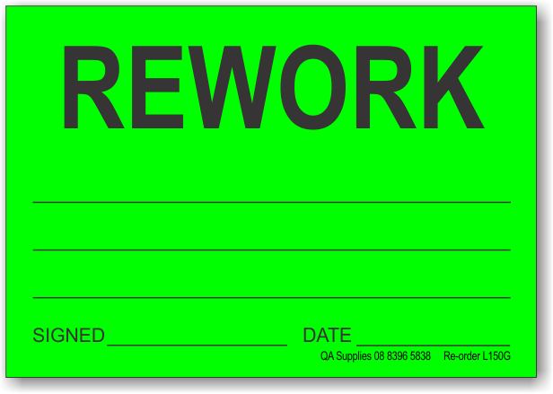 Rework adhesive label, green
