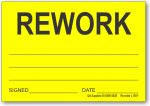 Rework adhesive label, yellow