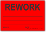 Rework adhesive label, red