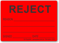 REJECT adhesive label, red