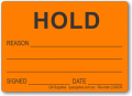 HOLD adhesive label, orange removable