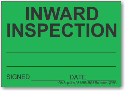 INWARD INSPECTION adhesive label, green