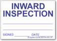 INWARD INSPECTION adhesive label, blue on white