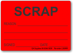 SCRAP adhesive label, red removable