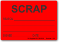 SCRAP adhesive label, red