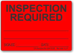 Inspection Required adhesive label, red