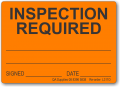 Inspection Required adhesive label, orange