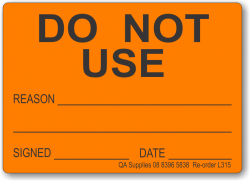 Do Not Use adhesive label, orange