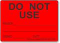 Do Not Use adhesive label, red