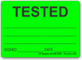 TESTED adhesive label, green