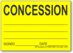 CONCESSION adhesive label, yellow