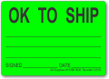 OK To Ship adhesive label, green