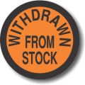 Withdrawn From Stock adhesive label, orange