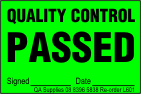 Quality Control Passed adhesive label, green