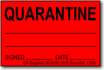 Quarantine adhesive label, red
