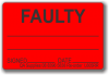 FAULTY adhesive label, red, removable