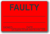 FAULTY adhesive label, red