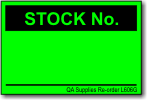 Stock No. adhesive label, green