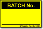 Batch No. adhesive label, yellow