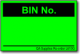 Bin No. adhesive label, green