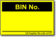 Bin No. adhesive label, yellow