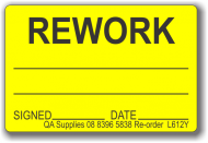REWORK adhesive label, yellow
