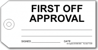 First Off Approval tag, white