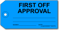 First Off Approval tag, blue