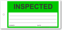 INSPECTED tie-on tag, DuroTuff, Green