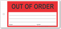 Out Of Order tie-on tag, DuroTuff, Red