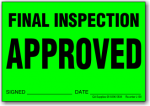 Final Inspection Approved adhesive label L138