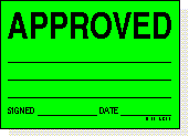 Approved adhesive label, green