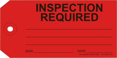 Inspection Required tag, red