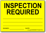 Inspection Required adhesive label, yellow
