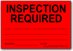 Inspection Required adhesive label, red