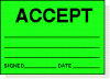 Accept adhesive label, green