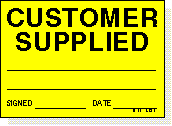 Customer Supplied adhesive label L321