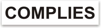 Complies stamp